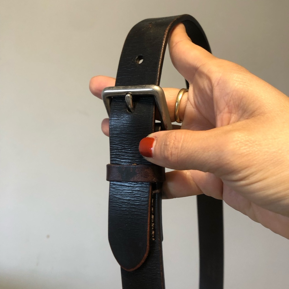 Vintage Deep Brown Leather Belt w Silver Buckle